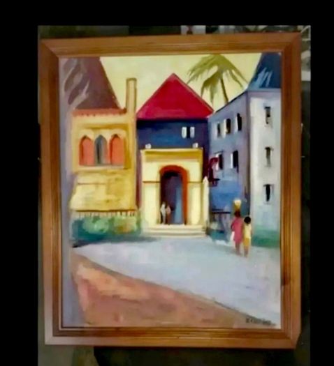 Cheerful oil painting