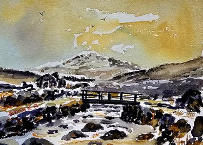 glendalough snow watercolour