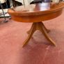 Vintage Inlaid Oval Coffee Table / Pedestal Occasional Table Image 2