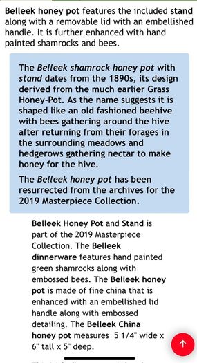 Beleek honey pot