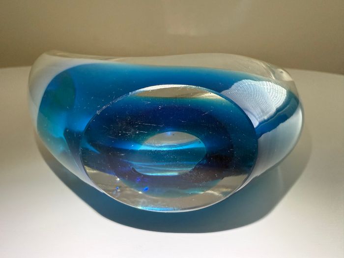 Vintage Art Glass Basket Bowl - Hand Blown