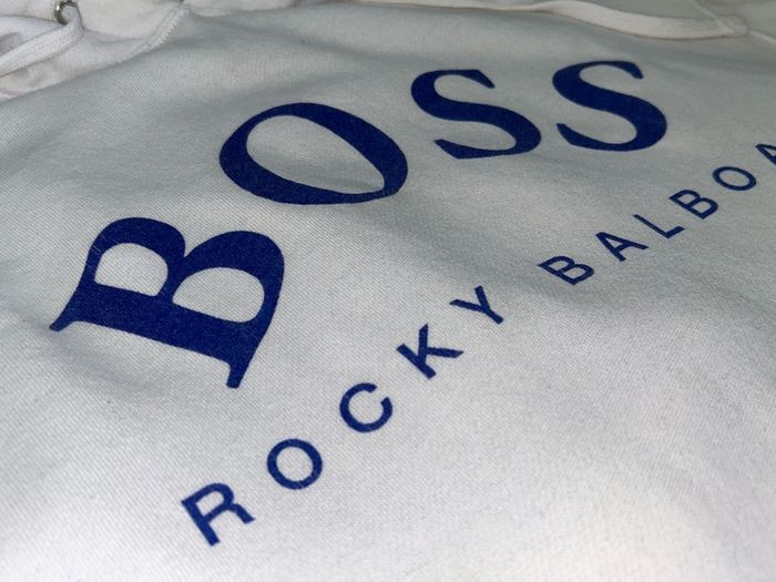 ROCKY BALBOA BOSS white hoodie ROCKY IV boxing movie Official Sylvester Stallone merchandise