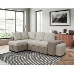 Stacy Beige Chaise Longue Sofa Bed With Storage