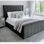 Ottoman Winged Panel Plush Velvet Upholstered Bed Frame Double & King Size Bed Image 5