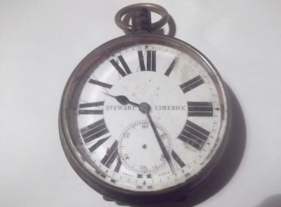 a large  antique railway pocket watch working ,stewart limerick