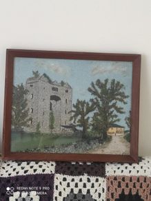 Vintage hand embroidered wool picture