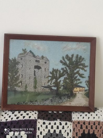 Vintage hand embroidered wool picture