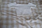 white ribbed off the shoulder crop top