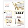 Bar Cart, 3 Tiers Home Kitchen Serving Carts, Modern Rolling Utility Station on Wheels, Mobile Drink Beverage Trolley with Wooden Shelf, Wine Rack, and Glass Holder, 910x330x935mm, Gold Image 4