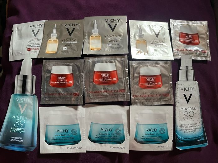 Vichy Mineral 89 moisture boosting cream lift activ collagen b serum
