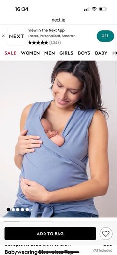Seraphine Blue Skin to Skin Babywearing Sleeveless Top Size Large (16-18)
