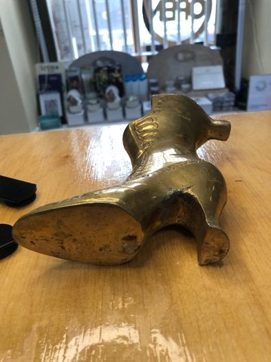 Vintage Solid Brass Shoe Figurine
