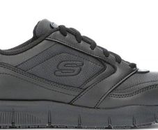Skechers Work Relaxed Fit: Nampa SR, in black, with Memory Foam and slip-resistant soles.