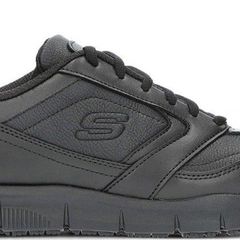 Skechers Work Relaxed Fit: Nampa SR, in black, with Memory Foam and slip-resistant soles.