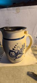 Vintage Cedar Swamp Stoneware Co Jack Boyko hand painted not signed ceramic pitcher.
