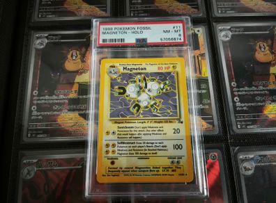 Magneton ! Holo Rare ! from Fossil Set ! Graded ! PSA 8 ! NM-MT ! Near Mint/ Mint ! 1999 ! Vintage Pokemon Card !