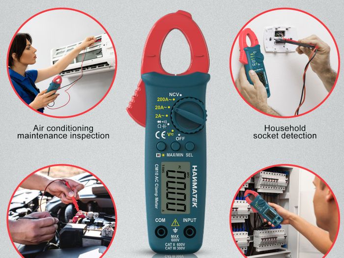 HANMATEK Digital Clamp Meter,Auto-ranging Amp Voltage Tester with Backlight,Clamp Multimeter
