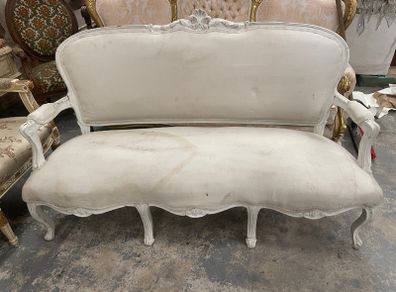 old painted white sofa
