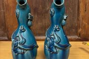 Japanese Awaji dragon vases Meji period
