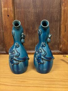 Japanese Awaji dragon vases Meji period
