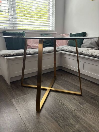 Laura James round glass dining table - gold frame
