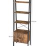 _Standing shelf, ladder shelf, bookcase with cupboard, living room shelf, 4 shelves, sturdy iron frame, bedroom, office, 56 x 34 x 173 cm, industrial design, vintage, dark brown Image 4