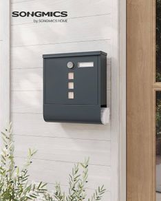 NEW SALE | Post Box, Wall Mounted Letterbox, Mailbox, Copper Lock Cylinder with Swivel Cap, Nameplate, Newspaper Holder, Easy to Install