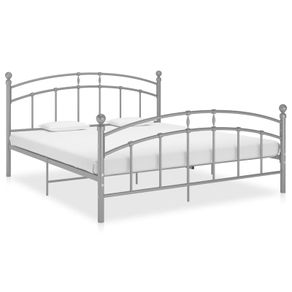 Bed Frame Grey Metal 200x200 cm
