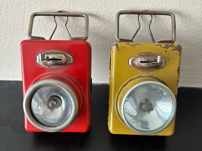 2 x Vintage 50'/60's French Metal Lamps/Torches