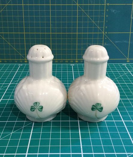 Belleek Fine China Shamrock range Salt & Pepper Shakers