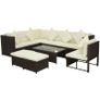 8 Piece Garden Lounge Set with Cushions Poly Rattan Brown Image 3