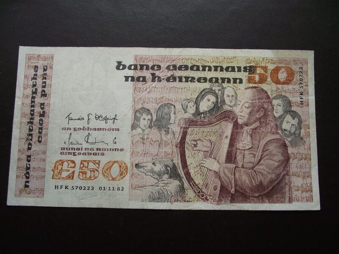 1982 Central Bank of Ireland 50 Pounds note. B Series