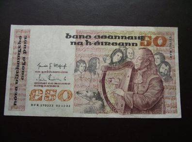 1982 Central Bank of Ireland 50 Pounds note. B Series