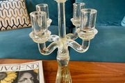 Genuine Antique Candelabra 5 Candles Slight Yellow Irradiated Glass