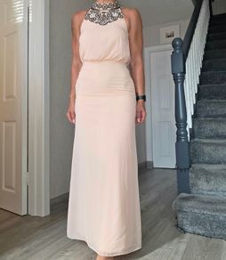 Long Open back Peach Dress, size 8, Miss Selfridge