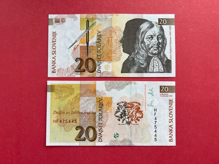 Slovenia  20 Tolarjev  1992   ( Uncirculated )