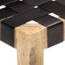 Bench 150 cm Black Real Leather and Solid Mango Wood Image 4