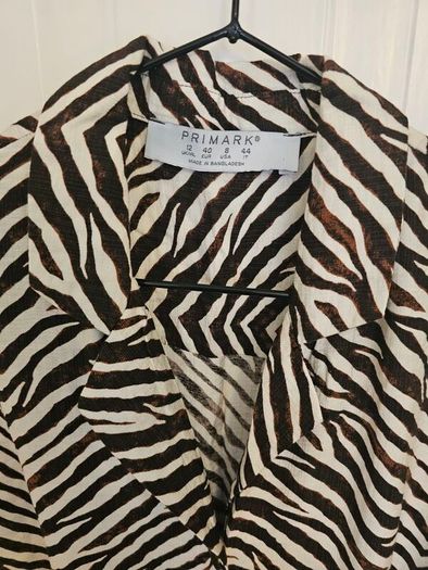 Brown cream zebra print shirt dress size 10-12 (viscose)