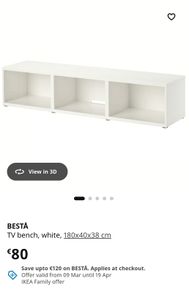 IKEA Besta TV Media Bench Unit White