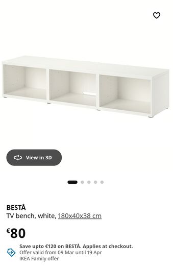 IKEA Besta TV Media Bench Unit White