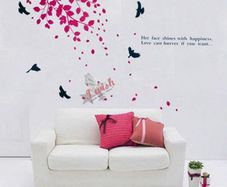 DIY Tree Fallen Leaves and Birds Wall Stickers For Home Sitting Room TV Background Art