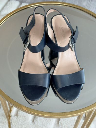 Ladies Navy Block Heel Sandals by Carvela