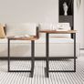 Round Coffee Table Set of 2,Small Coffee Living Room Tables,Round Side Table,Industrial End Table,Metal Frame with Wood Look Accent Furniture,Sofa Tea Cocktail Table for Living Room,Black Image 4