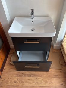 White Sonas Sink and Black Vanity Unit