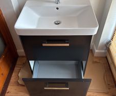 White Sonas Sink and Black Vanity Unit