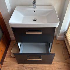 White Sonas Sink and Black Vanity Unit