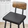 Bar Stools Set of 2, PU Upholstered Breakfast Bar Stools, Industrial Barstools with Backrest and Footrests, Bar Chairs for Kitchen, Dining Room, Bar, Rustic Brown and Black Image 3