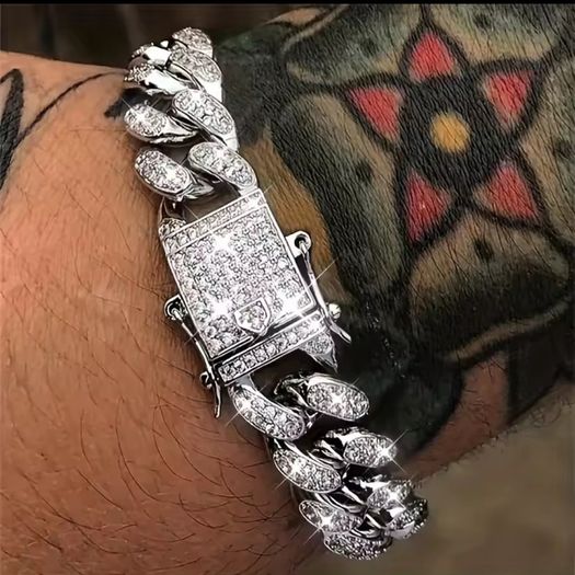Hello ice cuban link chain Bracelet ( new )