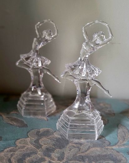 Vintage pair of lead crystal ballerinas