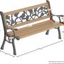 Garden Vida Garden Bench, Rose Style Design 3 Seater Outdoor Furniture Seating Wooden Slats Cast Iron Legs Park Patio Seat Image 3
